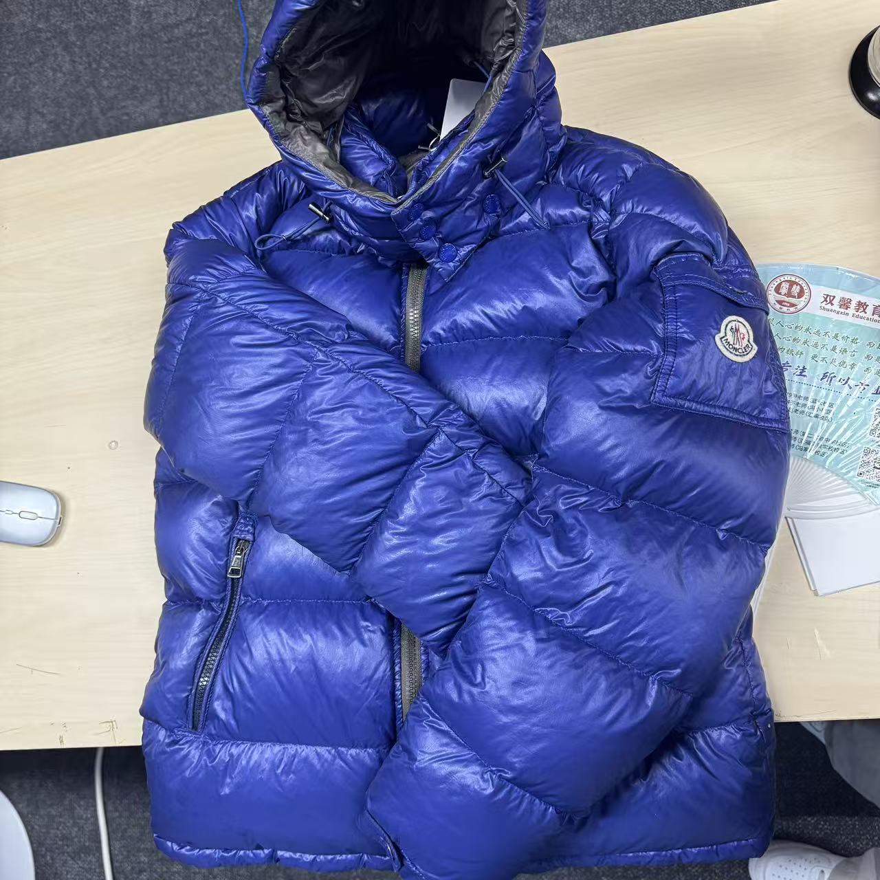 99新 MONCLER HZ二手奢侈品蒙口蓝色羽绒服z126