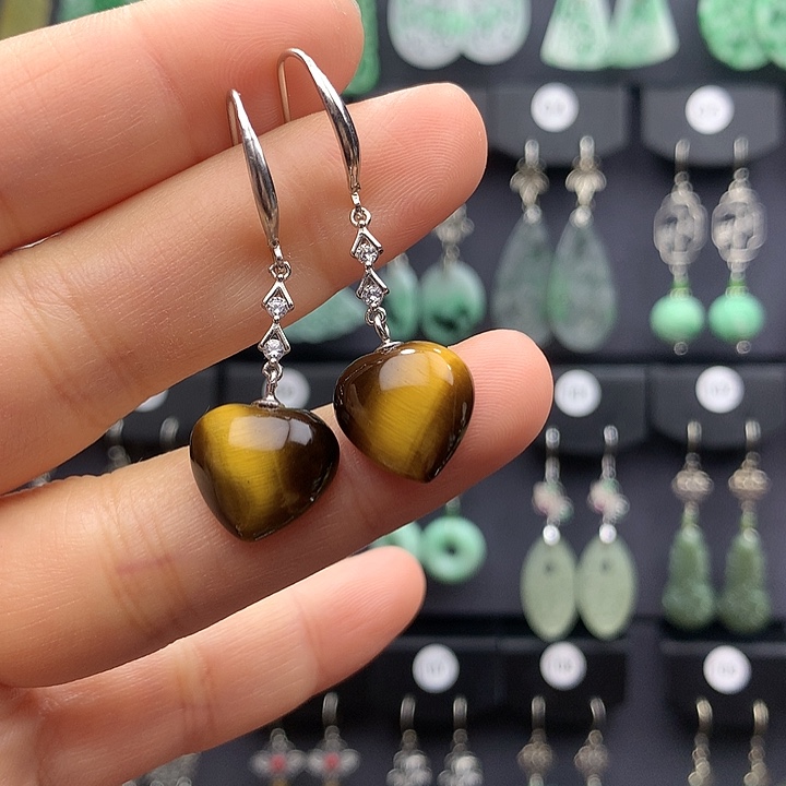 查罗石耳钉银S925镶嵌