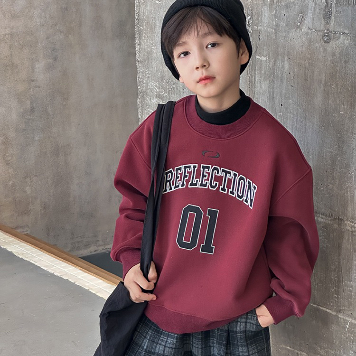 拉萨发货 2025冬时尚加厚奥粒绒上衣男女童刺绣字母美式保暖卫衣