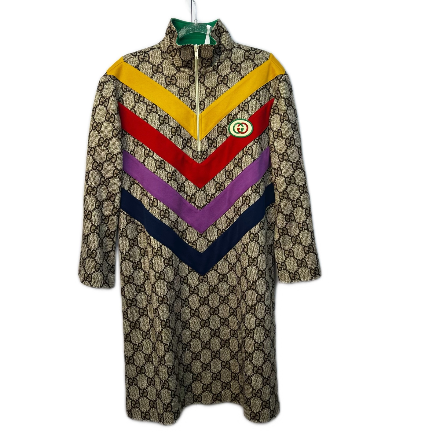 99新 GUCCI/古驰 02247 经典老花满印logo连衣裙 xs码