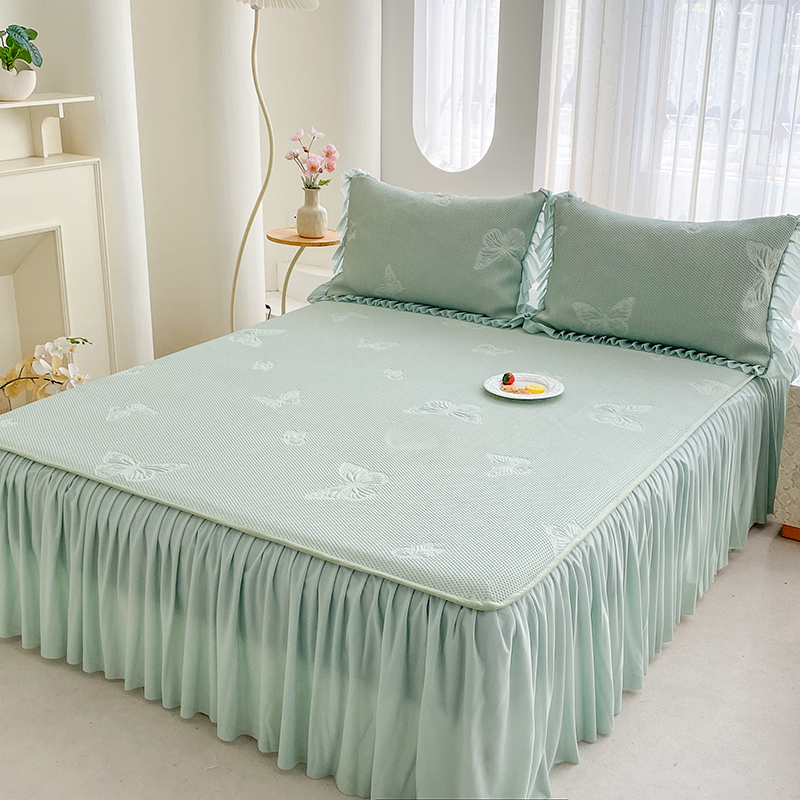 2025新款凉感冰豆豆床笠床裙二合一款软凉席-蝶恋系列