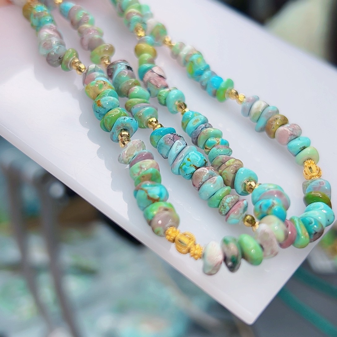 绿松石珠宝奇石18K金镶嵌