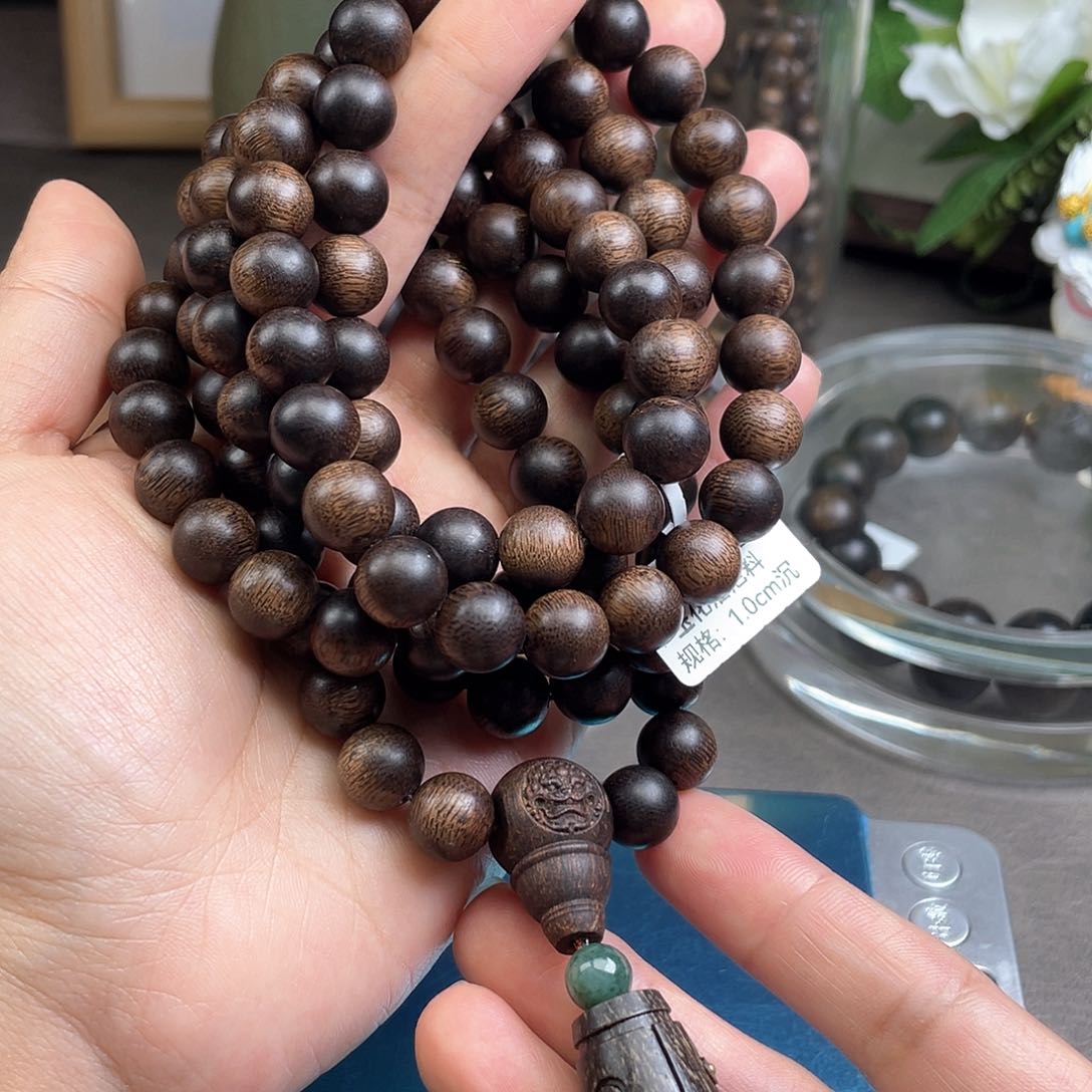 手串沉香越南富森红土玉化瘤疤料1.0多圈
