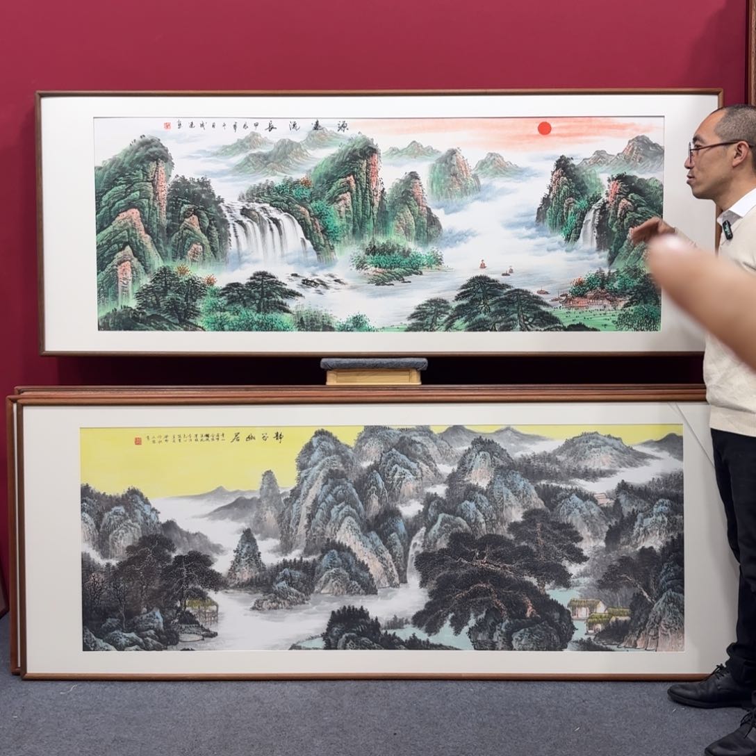 国画手绘作品带框210成80