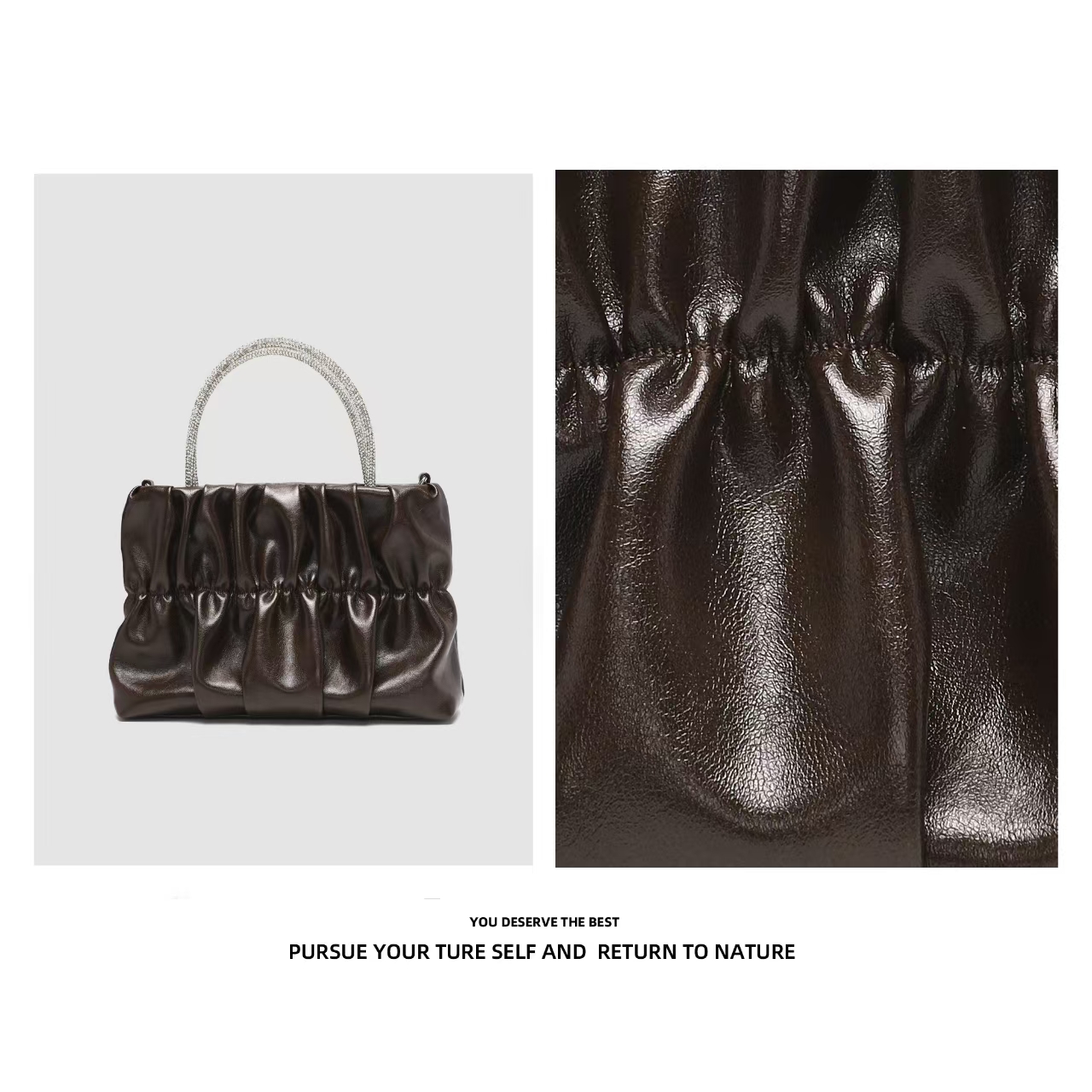 2025新款时尚小众褶皱云朵包女士手提包高级感百搭链条单肩斜挎包