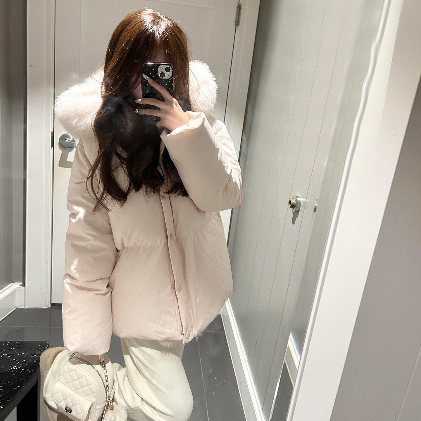 仙女风粉色棉服女2025年新款韩系大毛领宽松加厚棉衣甜妹冬季外套