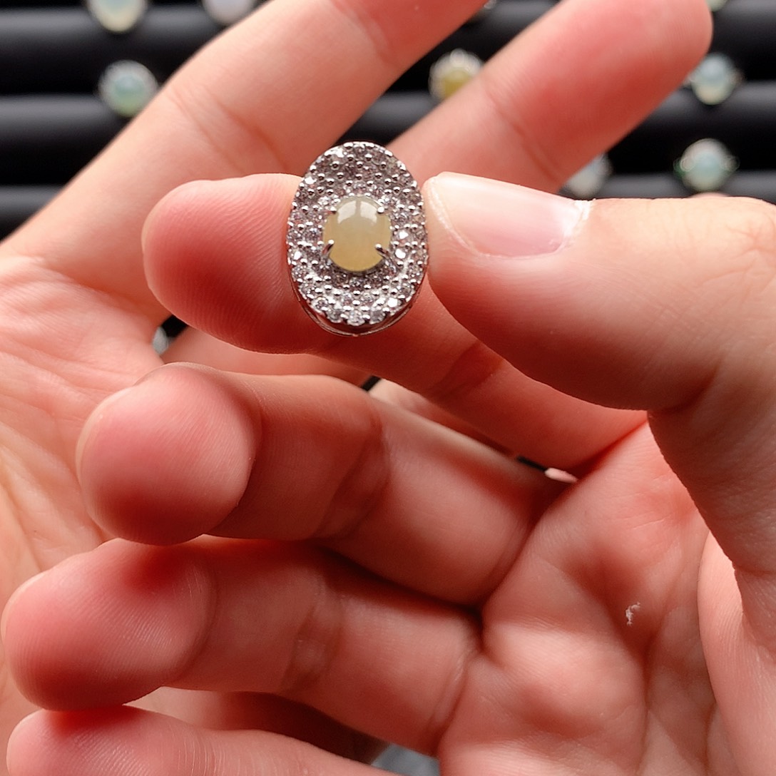 翡翠耳饰银S925镶嵌0235