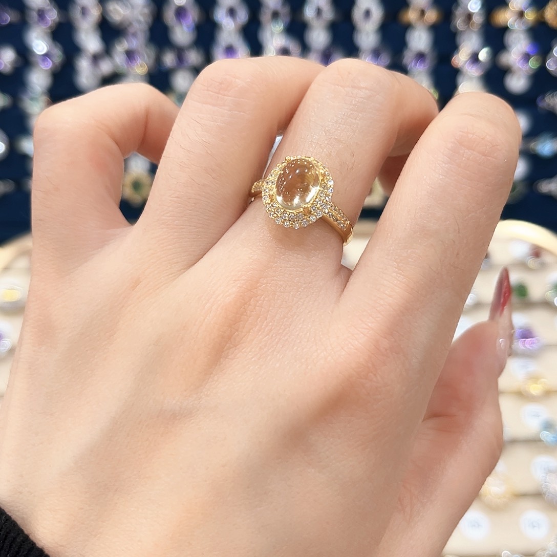 黄晶女款银S925镶嵌戒指