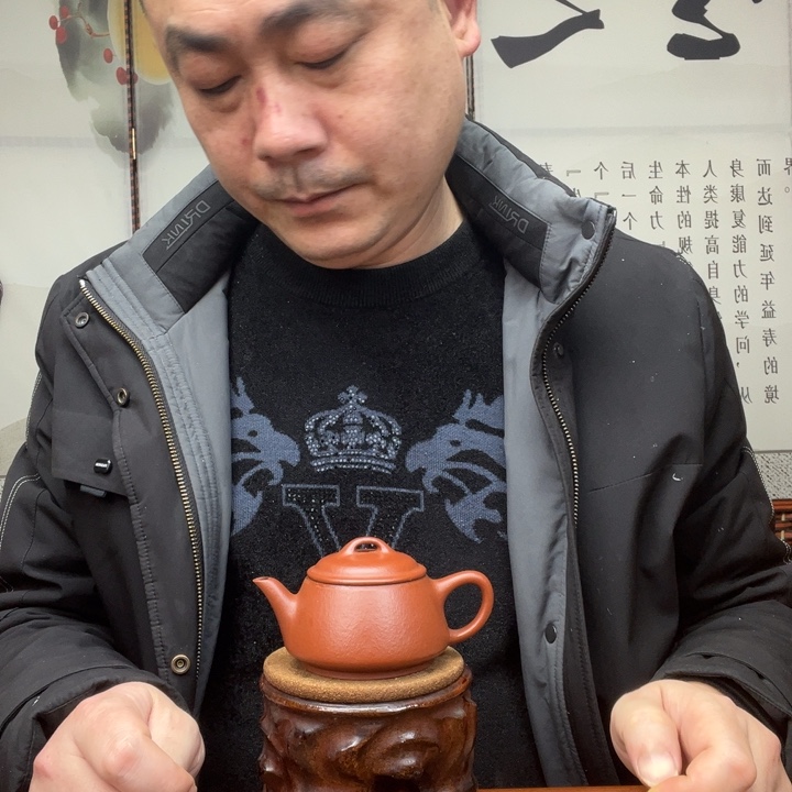 茶壶紫砂星*原矿朱泥全手工隐瓢140毫升