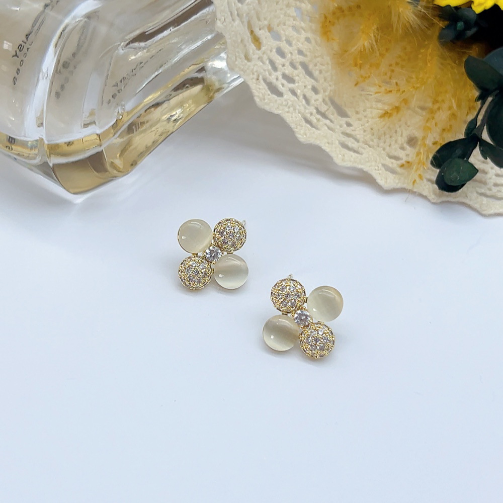 铜合金仿水晶耳饰 银针 03161 好啊商店 幸运草耳钉