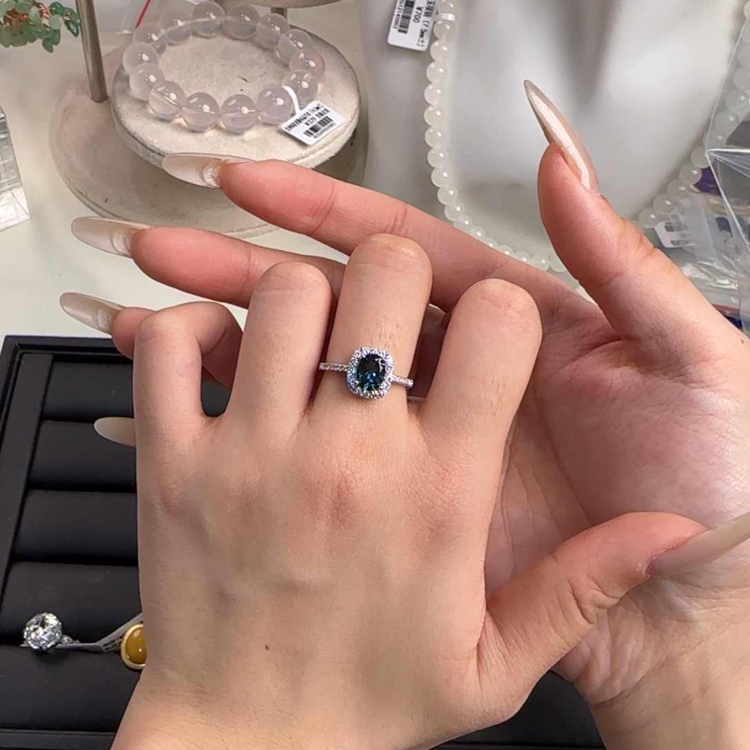 戒指托帕石银S925镶嵌18