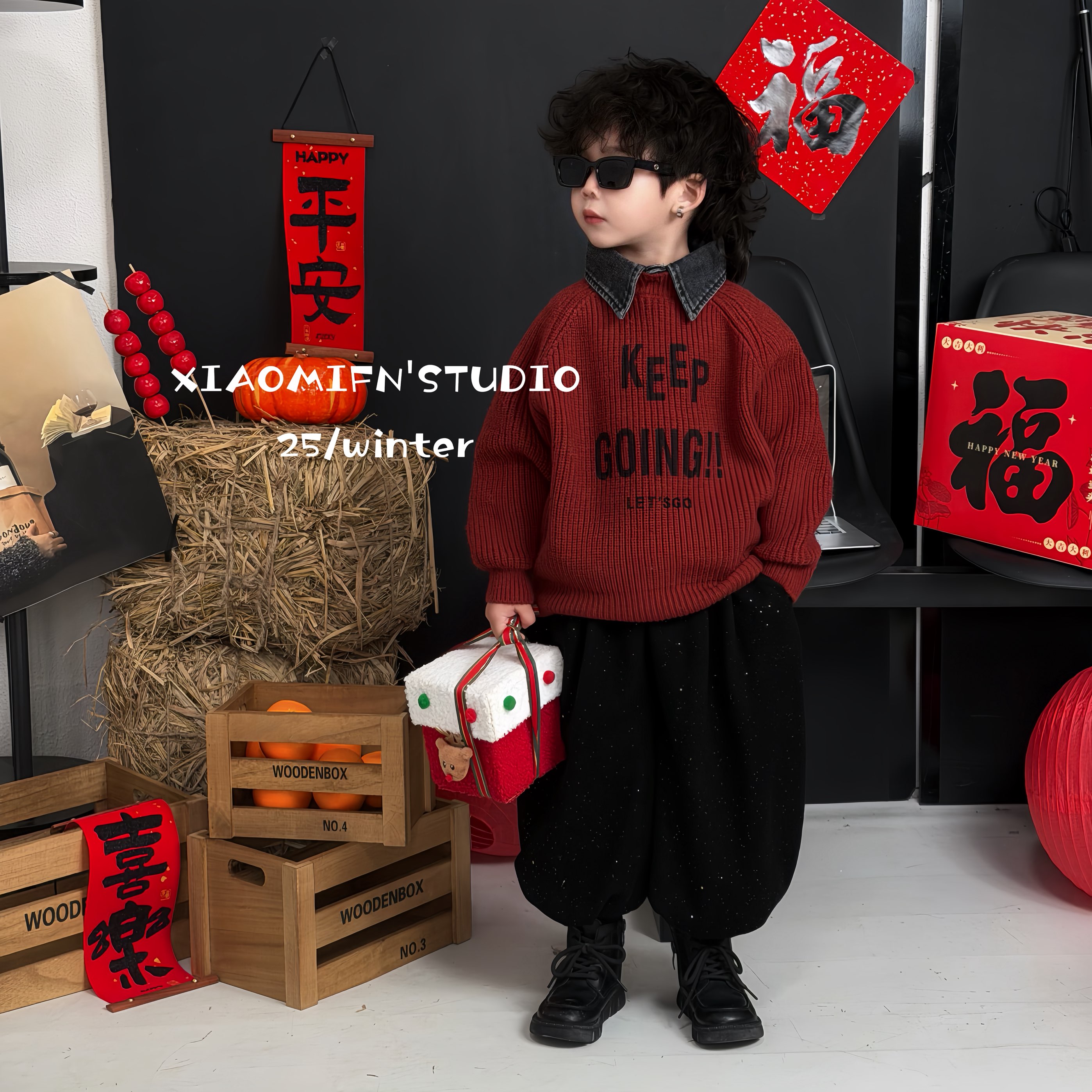 儿童毛衣POLO衫2025秋冬新款韩版男童装洋气痞帅宽松宝宝S53620