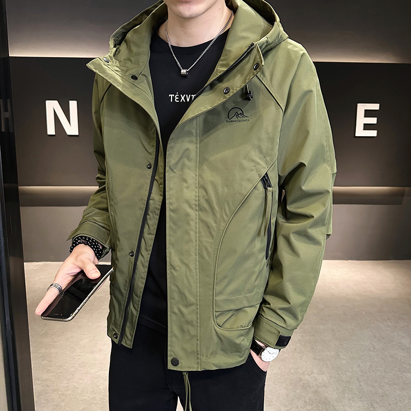 连帽2025秋季新款男士时尚短款连帽工装夹克外套潮牌百搭衣服