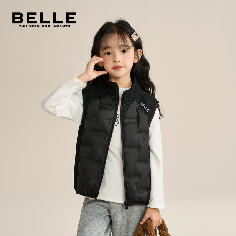 【乐宝90绒】【全现货+运费险】百丽儿童羽绒马甲拼接立领保暖BF0517