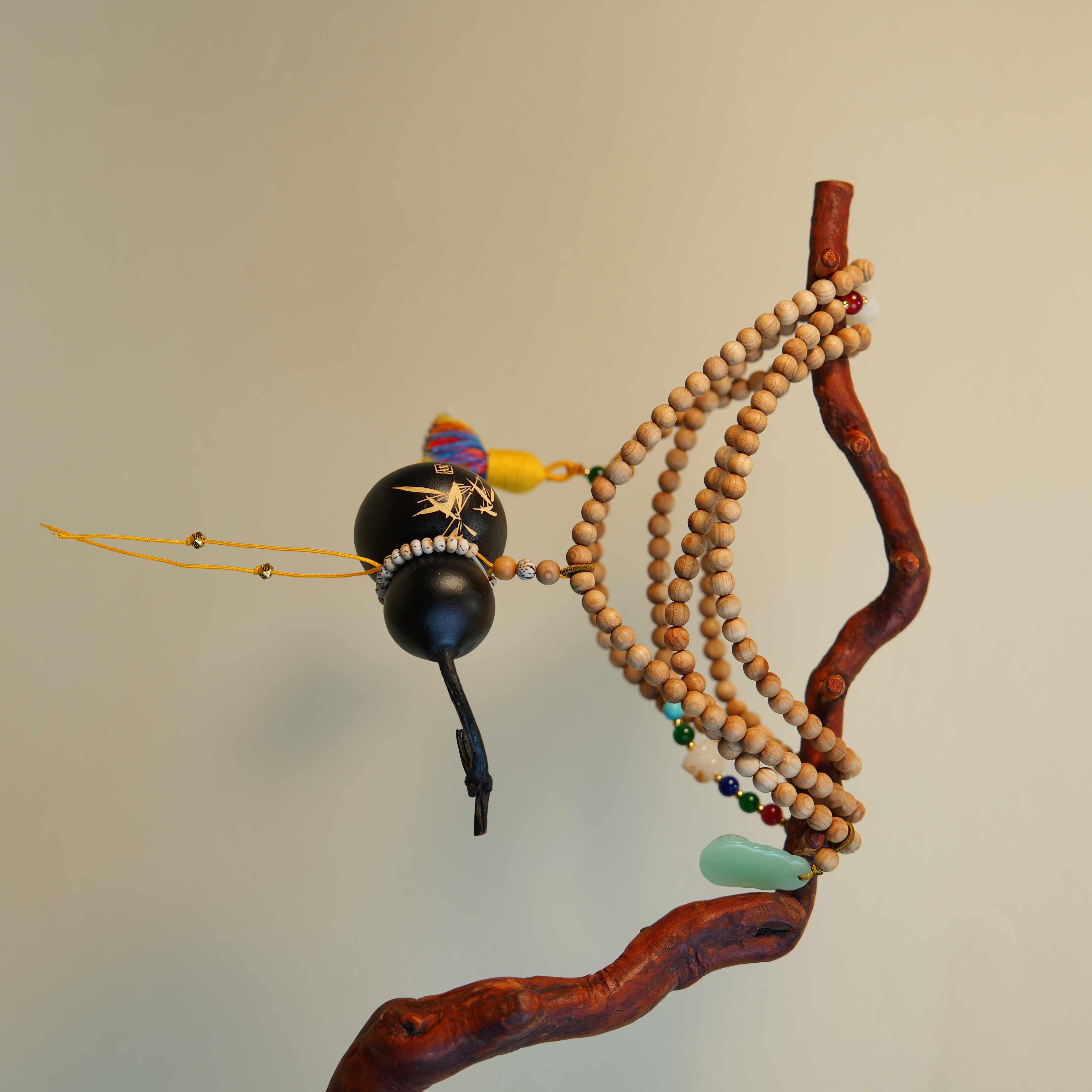 天然葫芦刻字斜跨链中式复古流苏挂件背云中国风