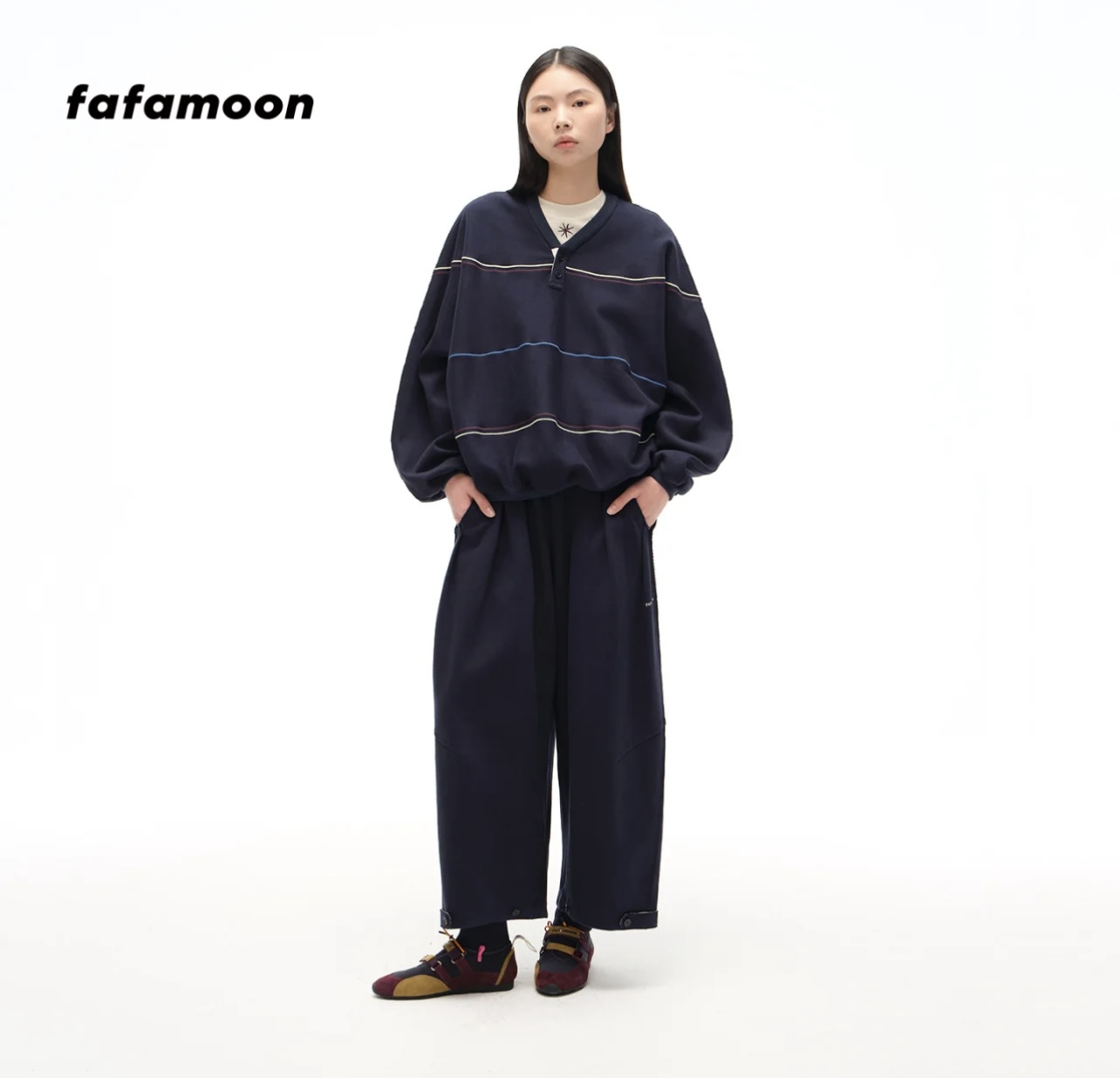 fafamoon新款脚口可调节九分卫裤