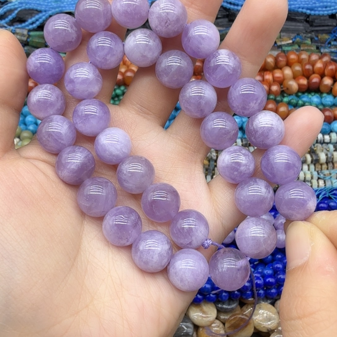 水晶珠宝半成品未镶嵌12m薰衣草紫水晶一条