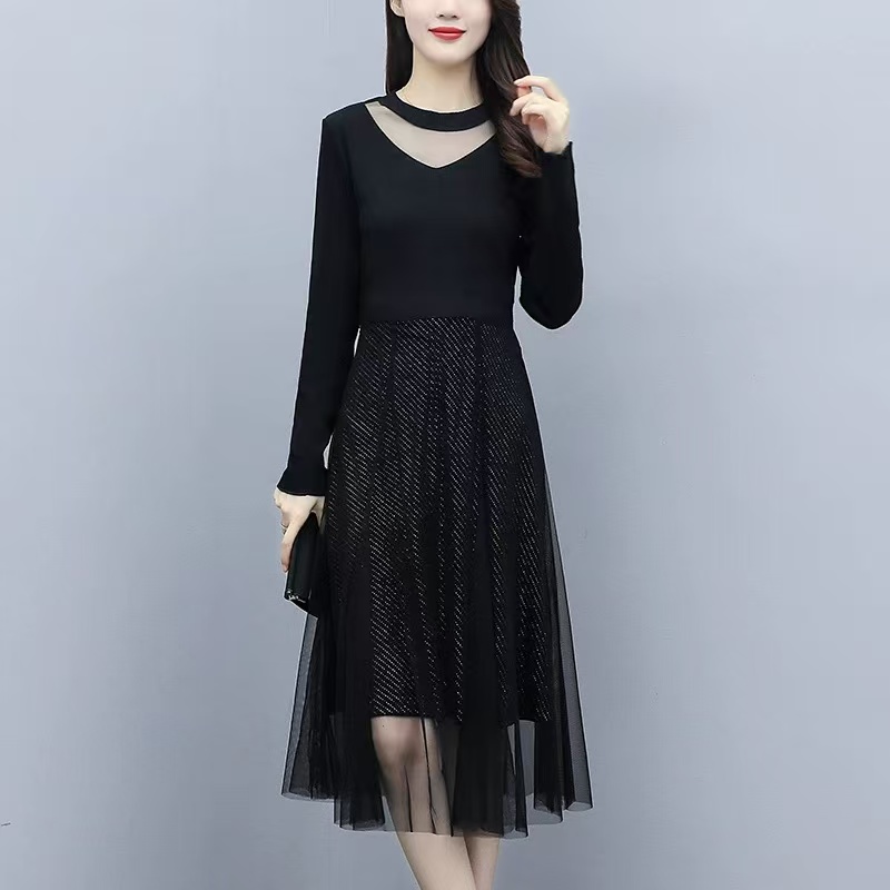 【生日狂欢礼！】春季上新~时尚简约重工设计款满天星连衣裙 L0036