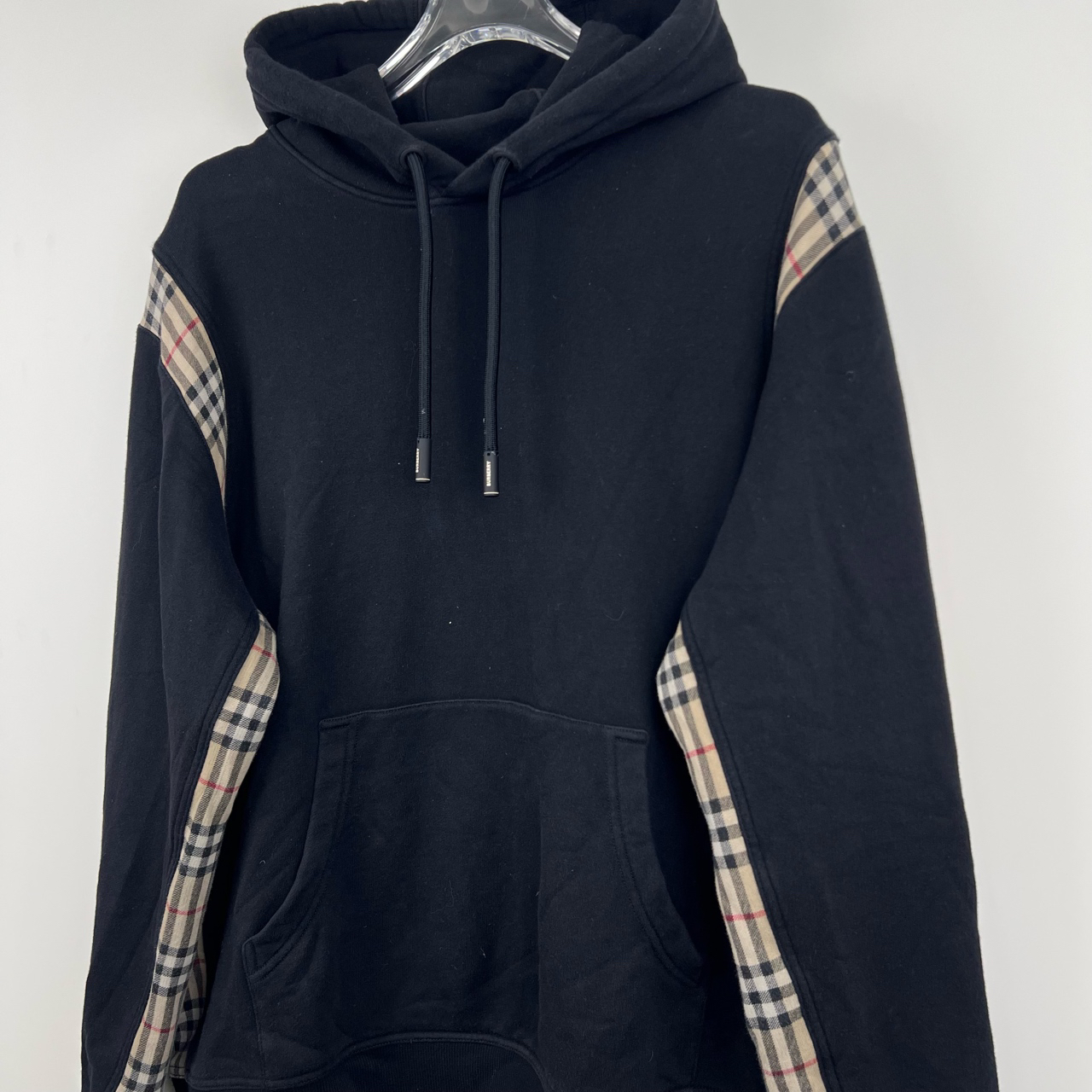 99新 BURBERRY/博柏利 （jp）wz 格纹裁片棉质连帽外套卫衣/尺码XL