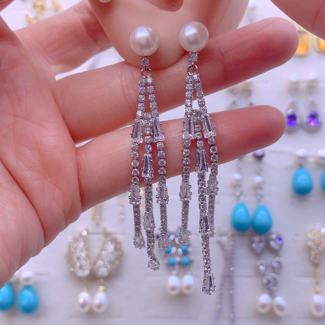 合金淡水珍珠耳饰