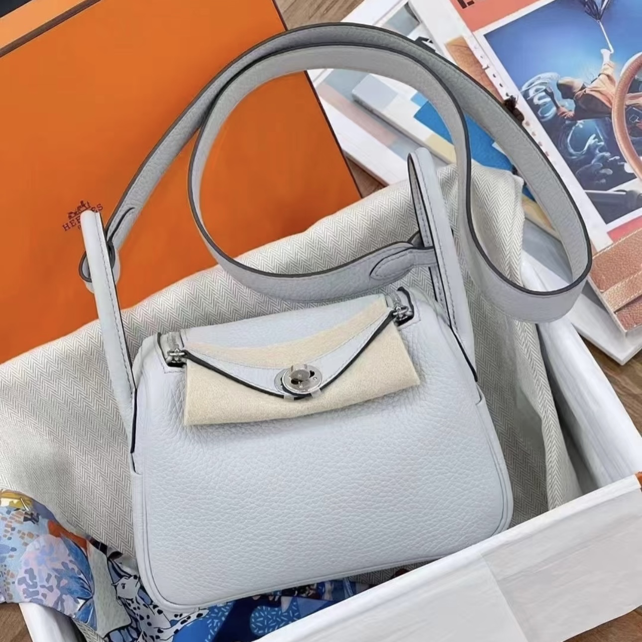 99新 Hermes/爱马仕 爱马仕圣杯蓝mini Lindy