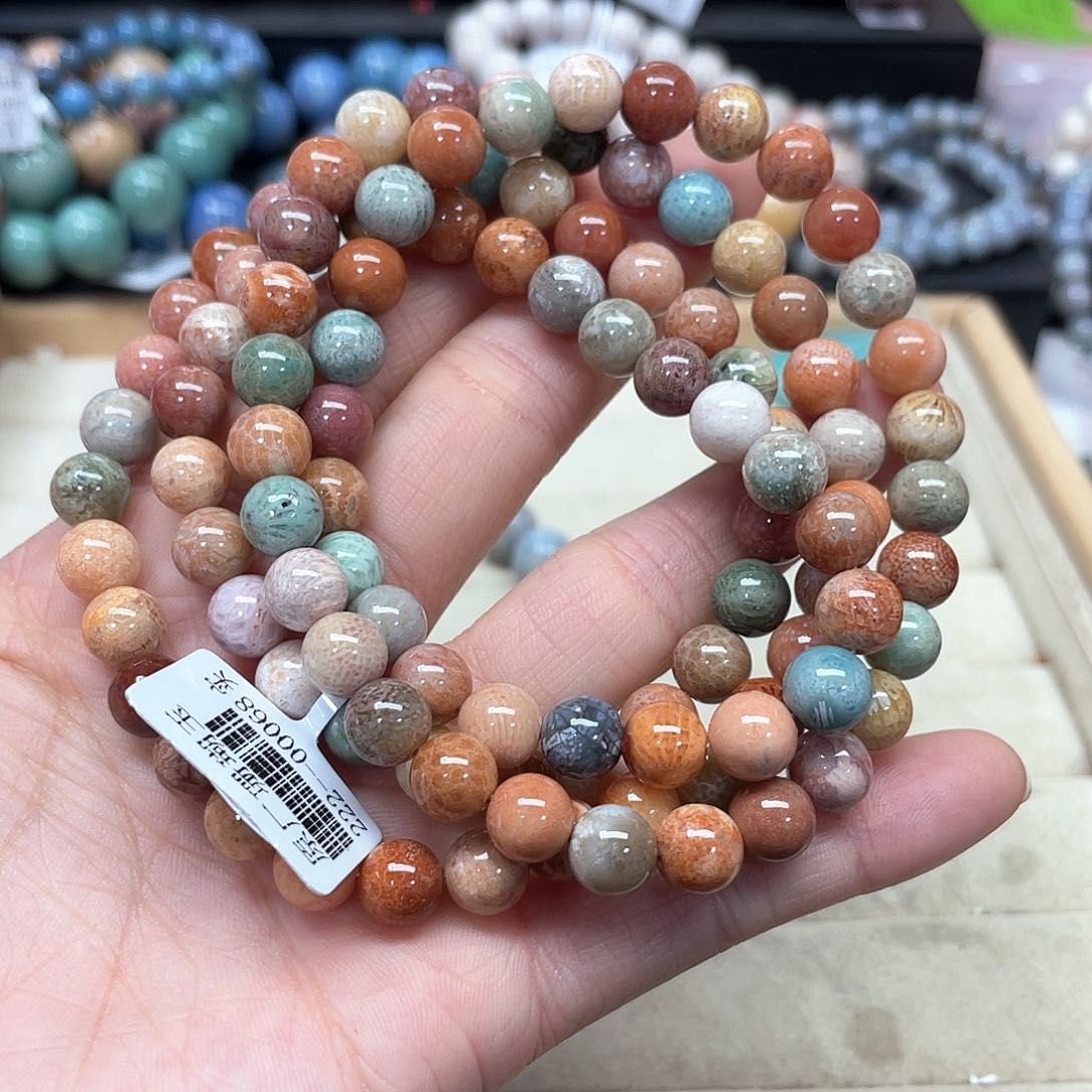 硅化珊瑚（珊瑚玉）手链未镶嵌025