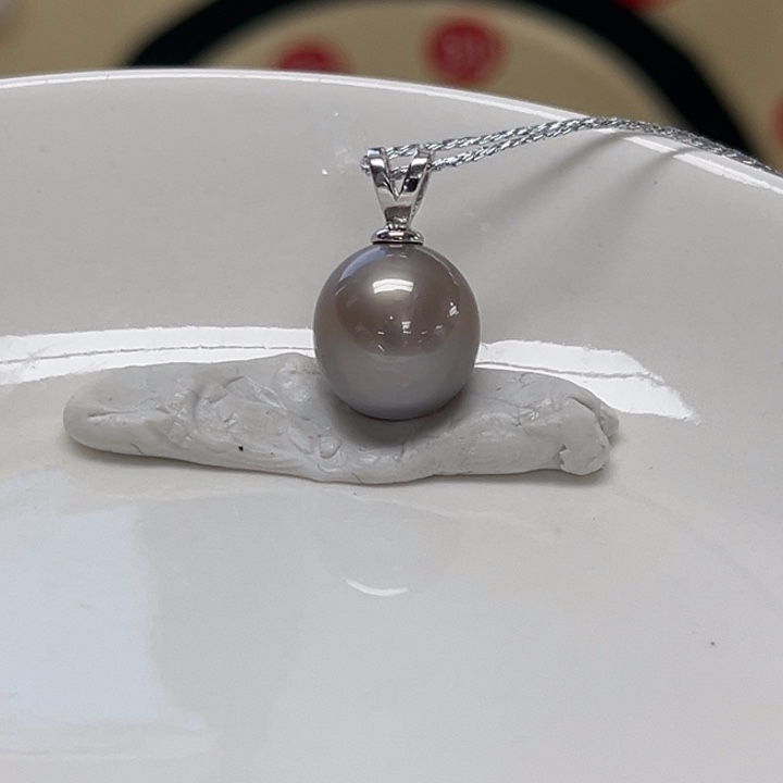 银S925镶嵌海水珍珠颈饰大溪地 8-9mm 16号