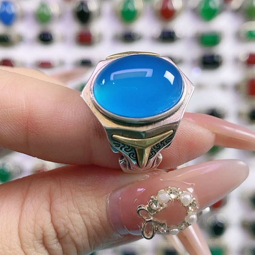 【闪购商品】银S925镶嵌戒指玛瑙/玉髓