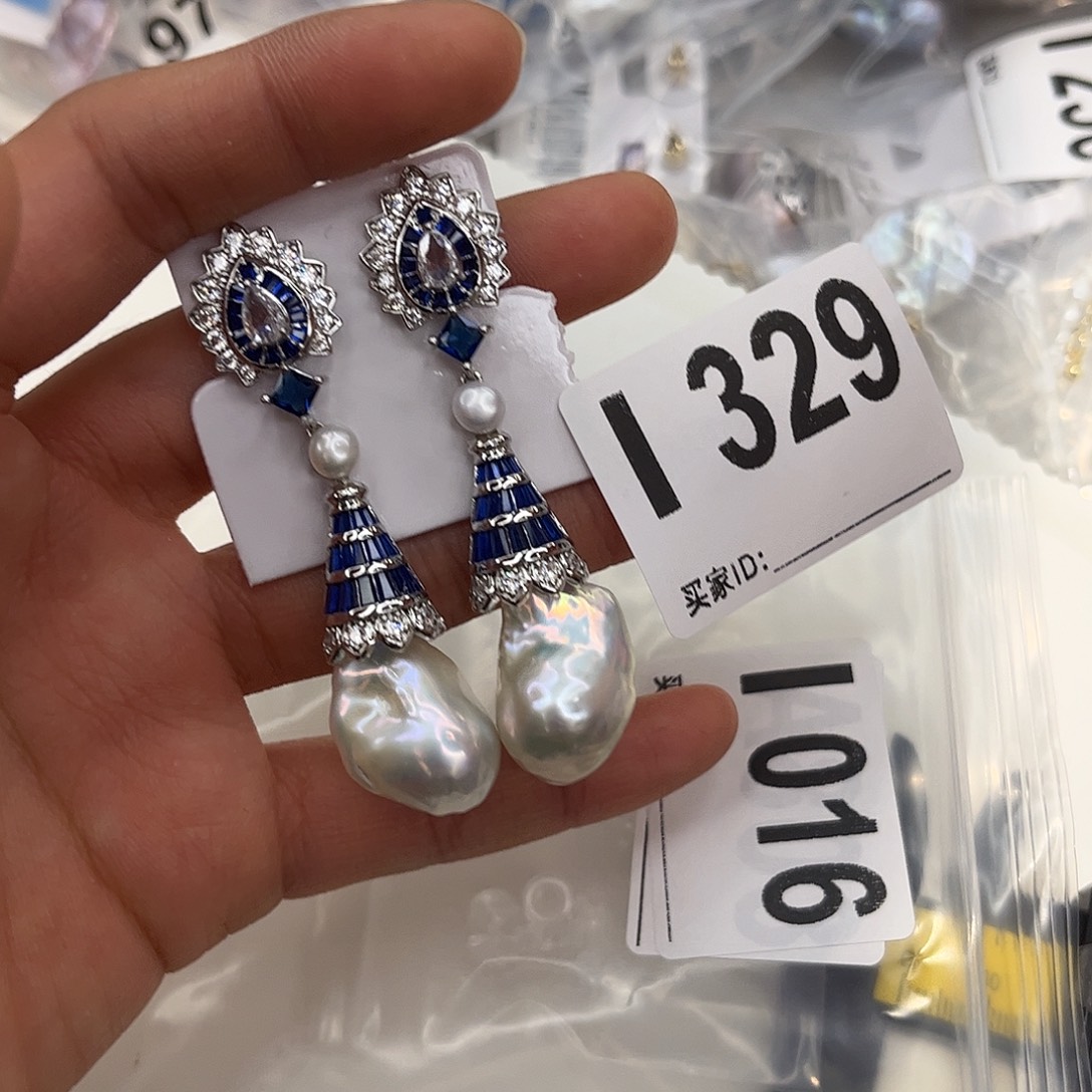 合金淡水珍珠耳饰