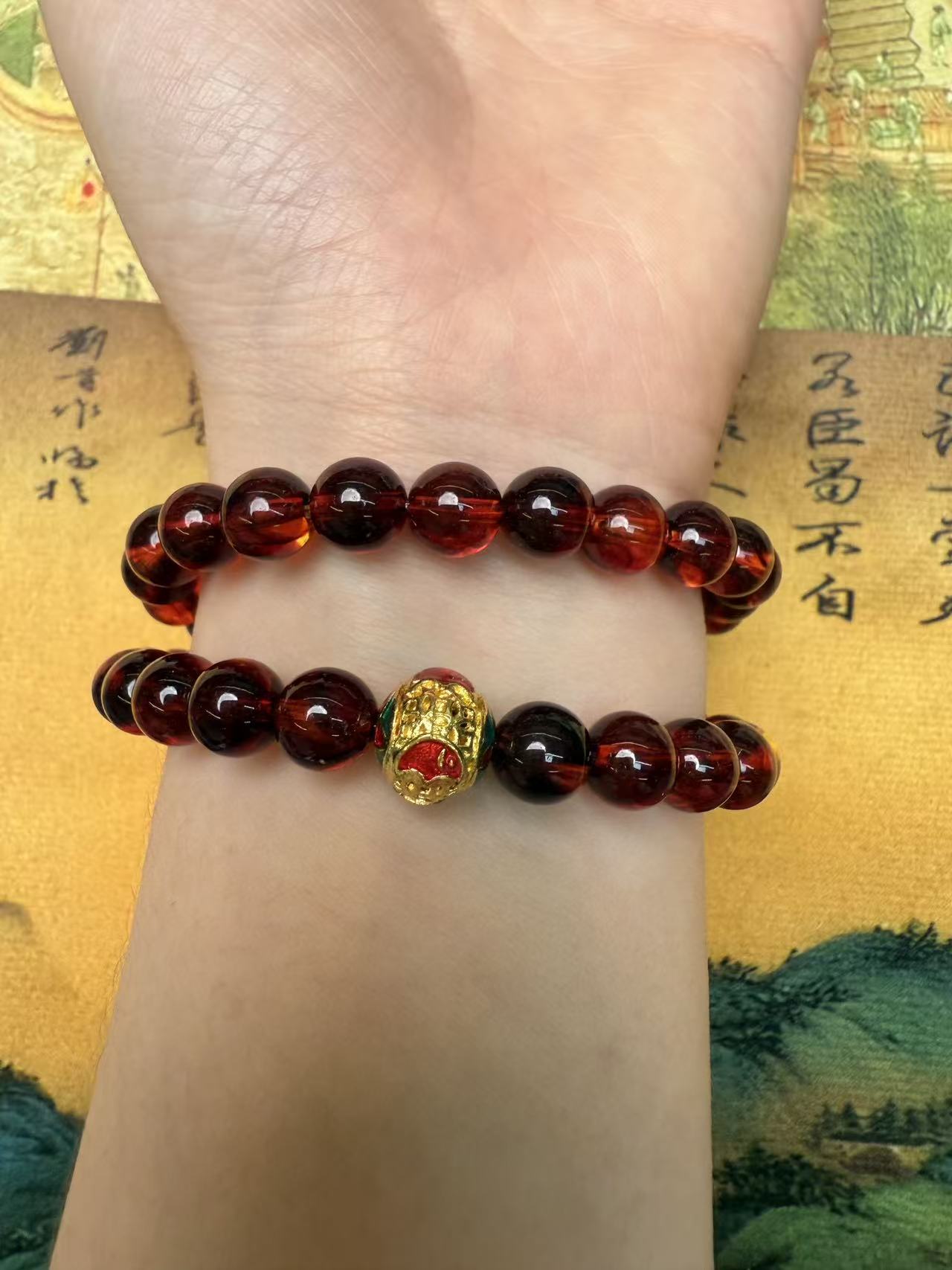 亚克力手链 S1337-亚克力8mm+月牙镂 空隔珠-大德