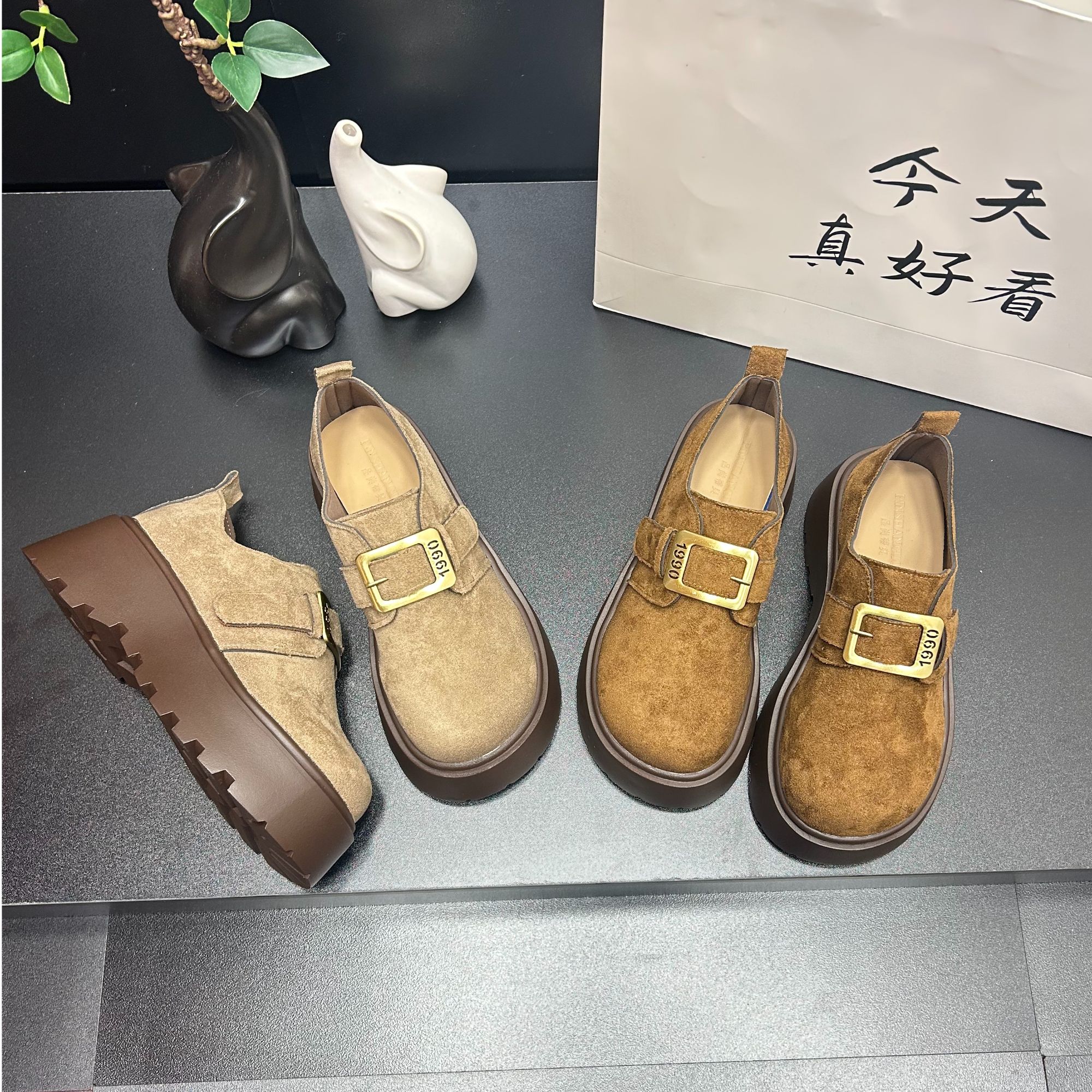厚底勃肯鞋单鞋女增高2025秋季新款全包一脚蹬休闲复古百搭懒人鞋