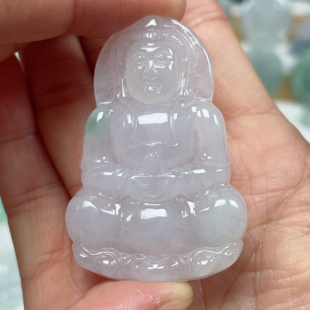 翡翠颈饰未镶嵌天然翡翠A货观音60号