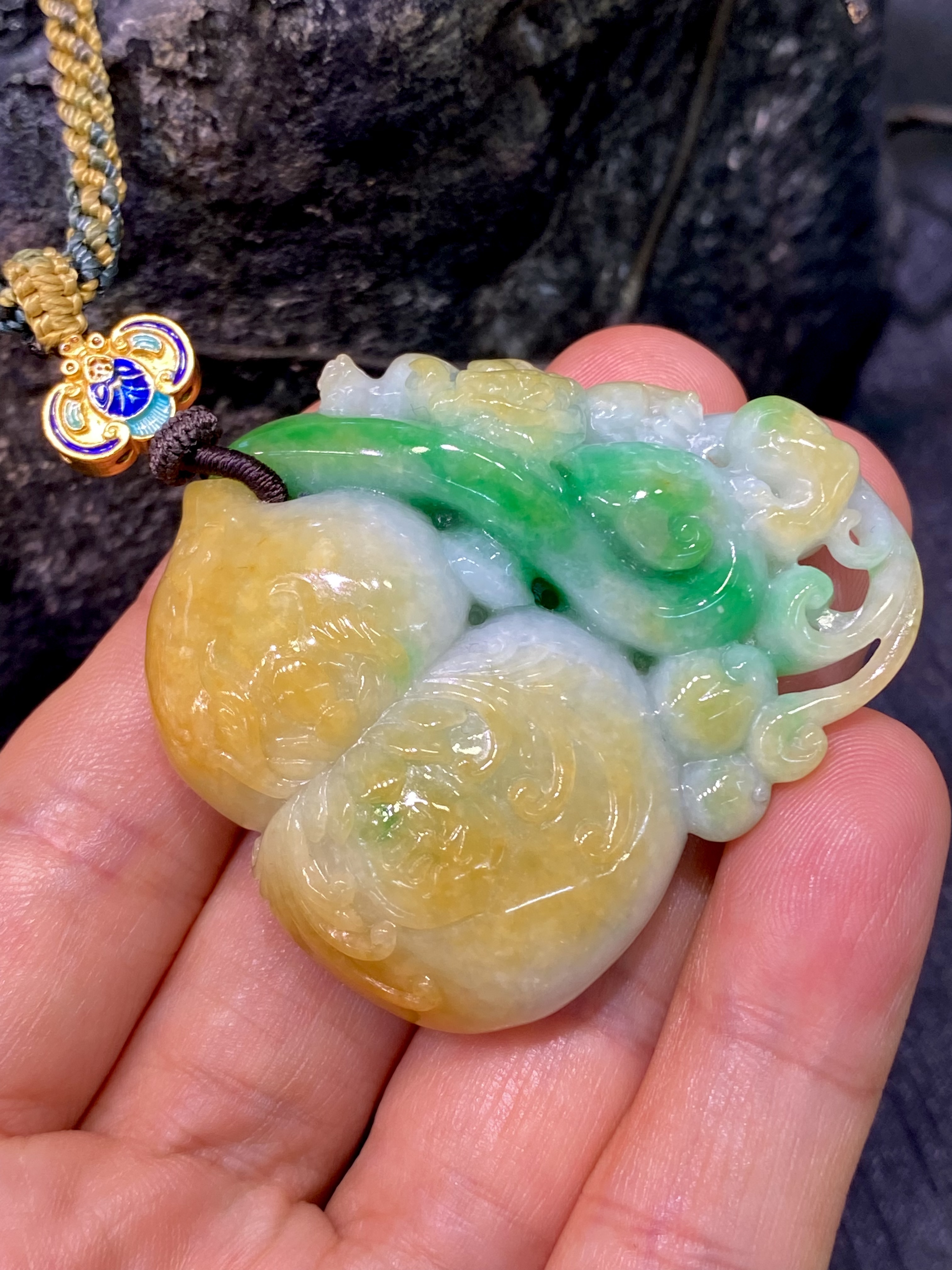 三彩翡翠福禄寿葫芦吊坠