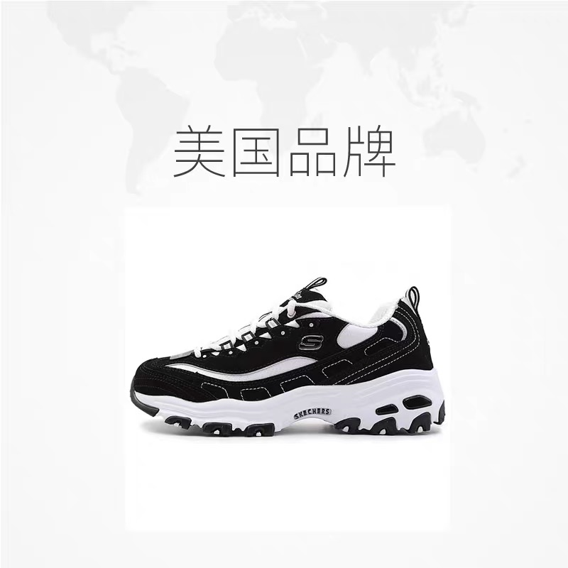SKECHERS/斯凯奇女鞋休闲经典黑白熊猫鞋运动厚底老爹鞋潮流
