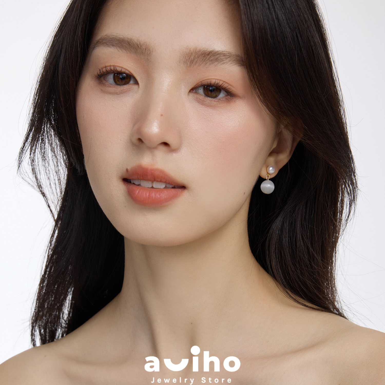 国风简约高级天然珍珠耳环气质时尚轻奢猫眼石百搭耳钉