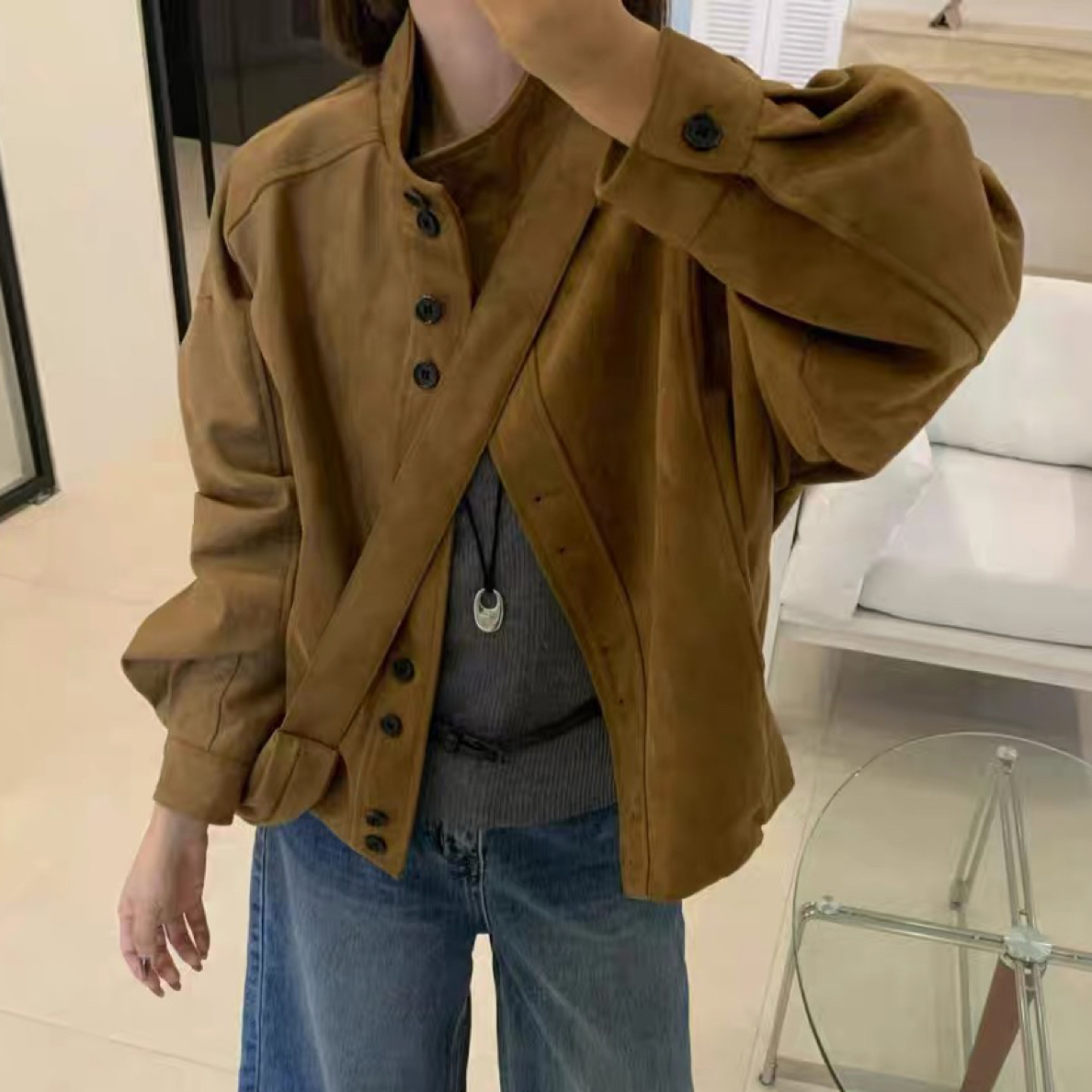 秋装新款一排扣鹿皮绒包包外套两件套新疆内蒙古西藏不包邮