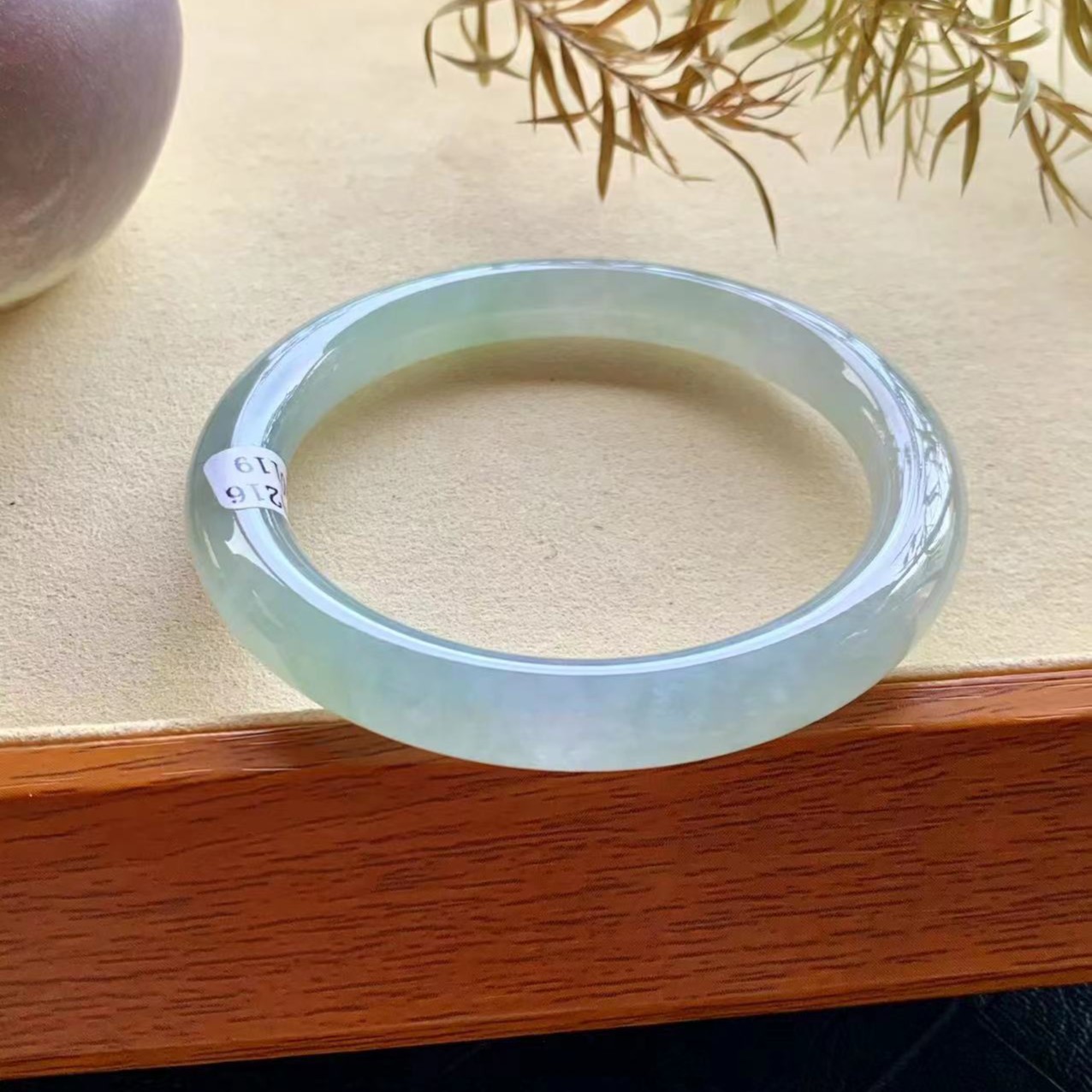 糯冰圆条翡翠手镯圈口5758编号0119