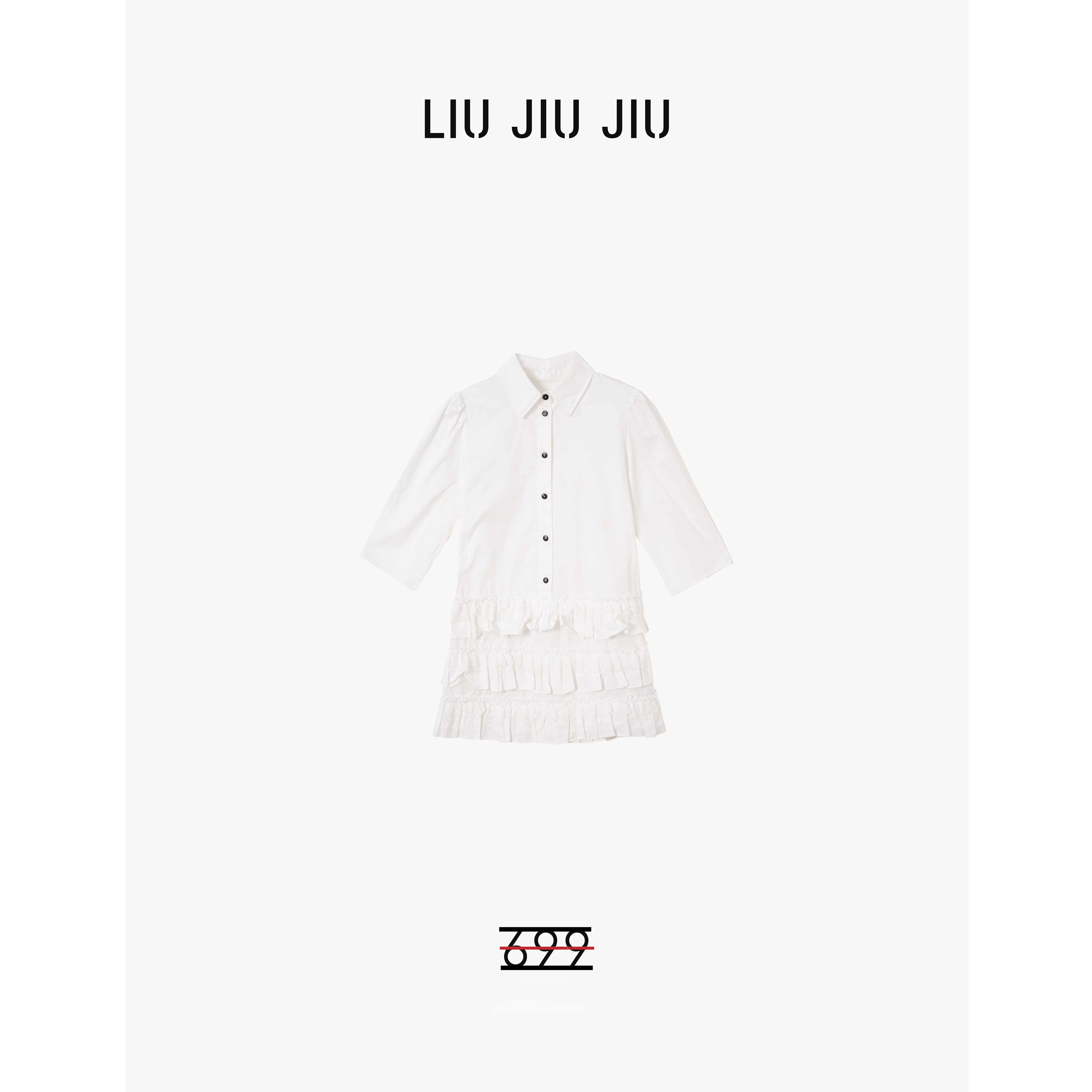 LIUJIUJIU 韩版甜美减龄蕾丝拼接收腰蓬蓬蛋糕衬衫连衣裙LYQ3197L