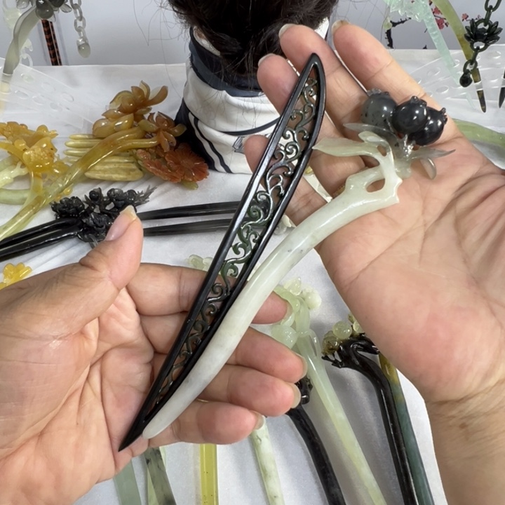 蛇纹石玉未镶嵌发饰用****0