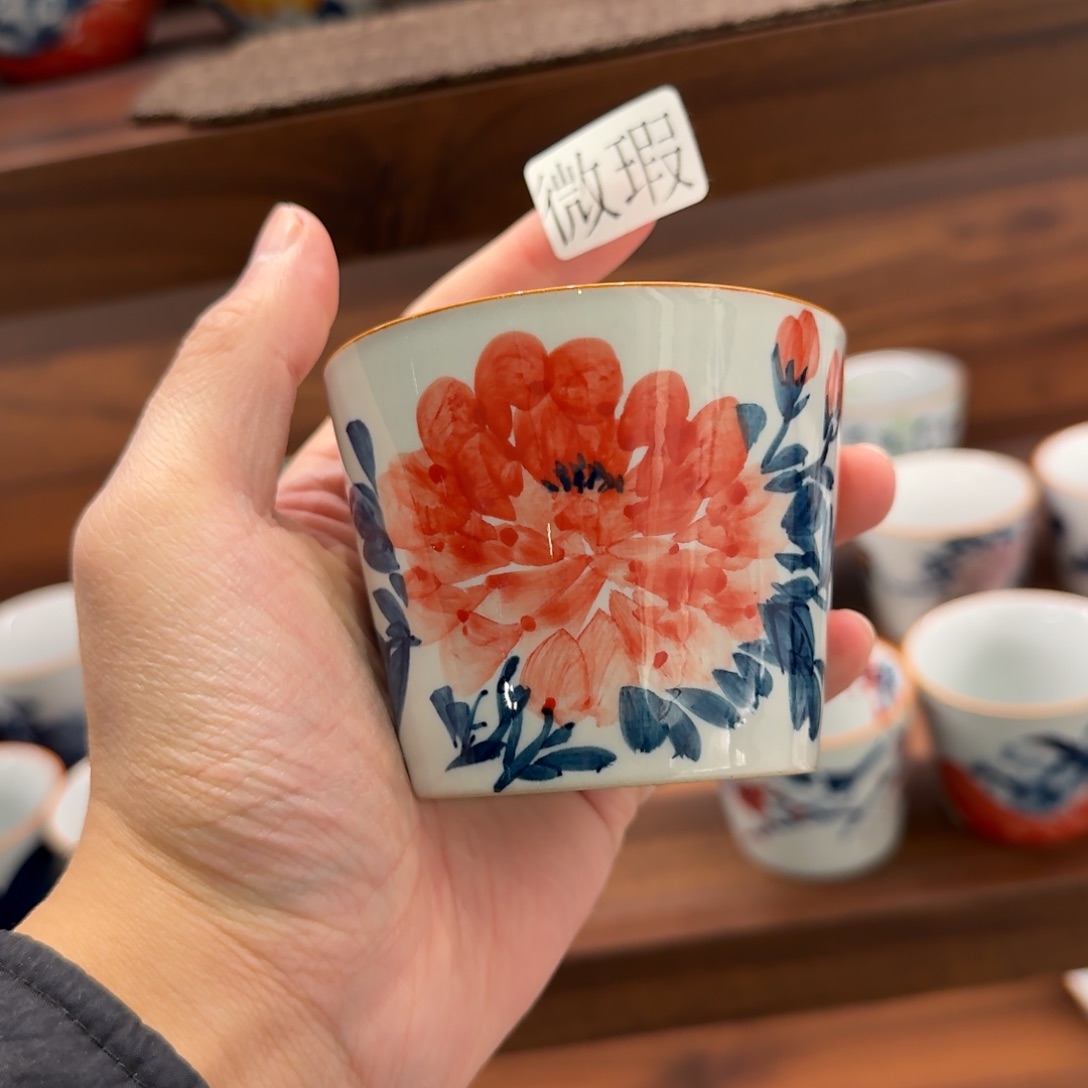 釉下手绘茶具微瑕
