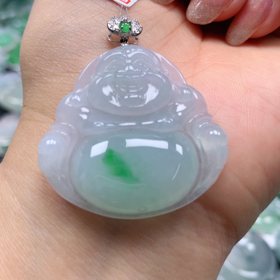 翡翠颈饰18K金镶嵌天然翡翠