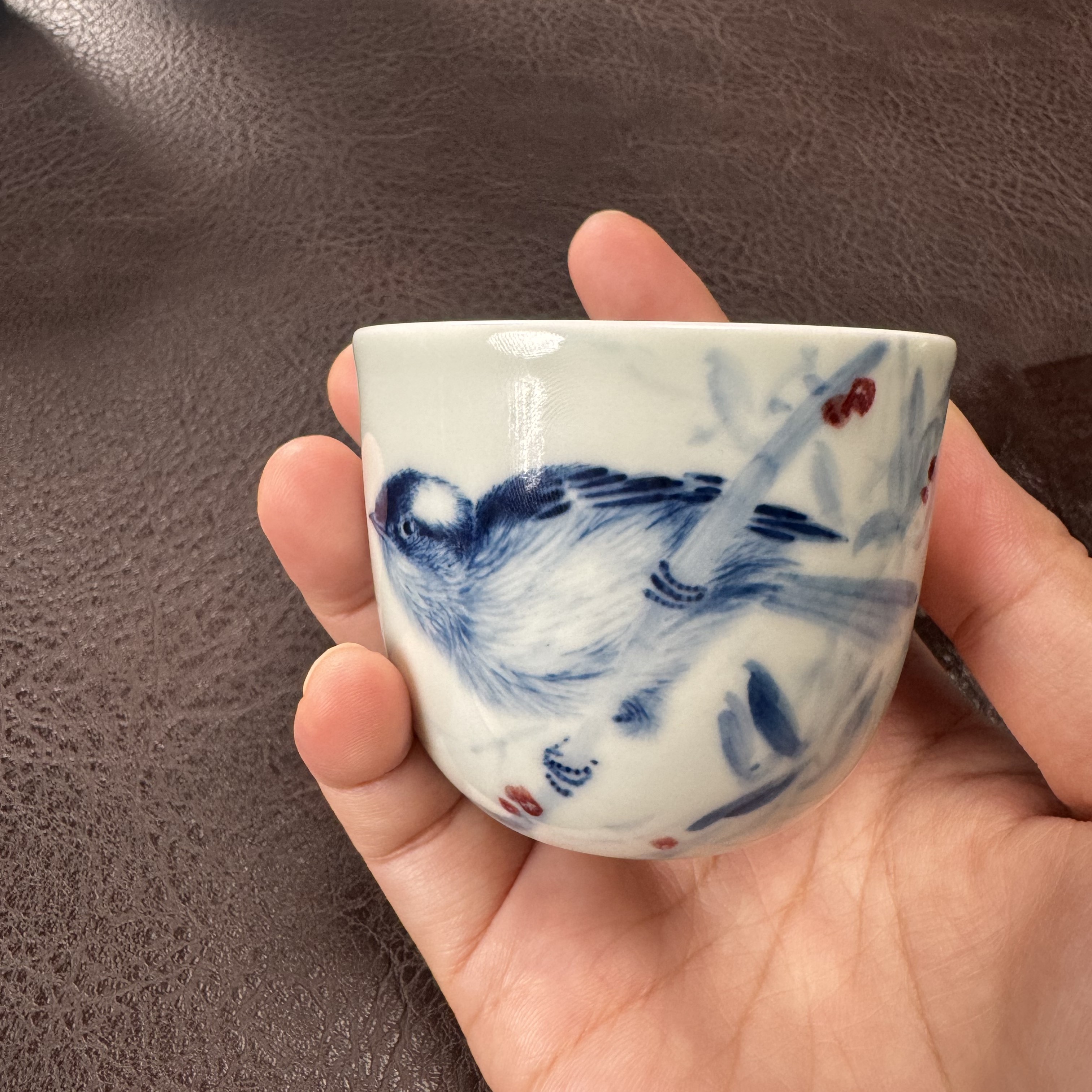 晓月庐（林月红）喜上眉梢图手握杯