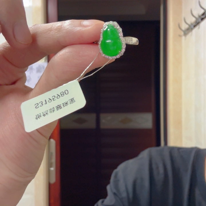 翡翠银S925镶嵌颈饰戒指