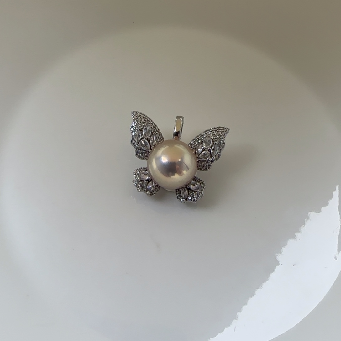 吊坠(不含链)银S925镶嵌淡水珍珠