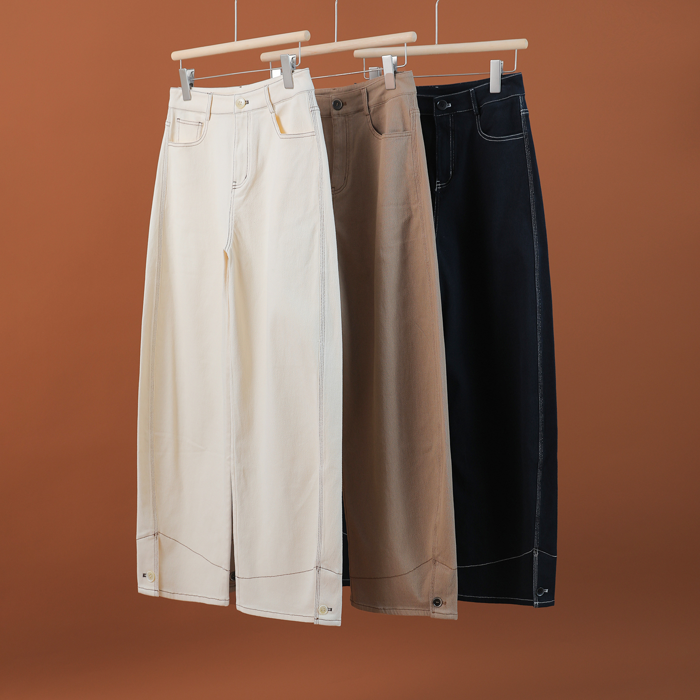 61151 品质柜货！精裁！YKK拉链！女士时尚简约百搭宽松休闲牛仔裤