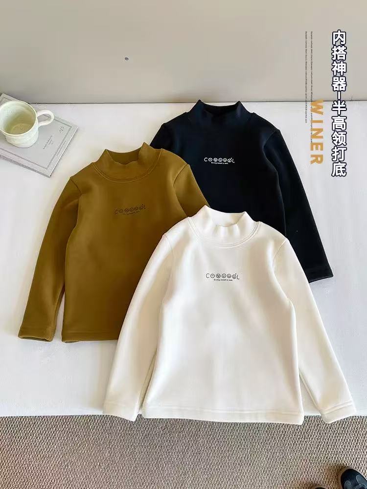 子航同款 冬季新款儿童韩版百搭半高领加绒打底ds7095