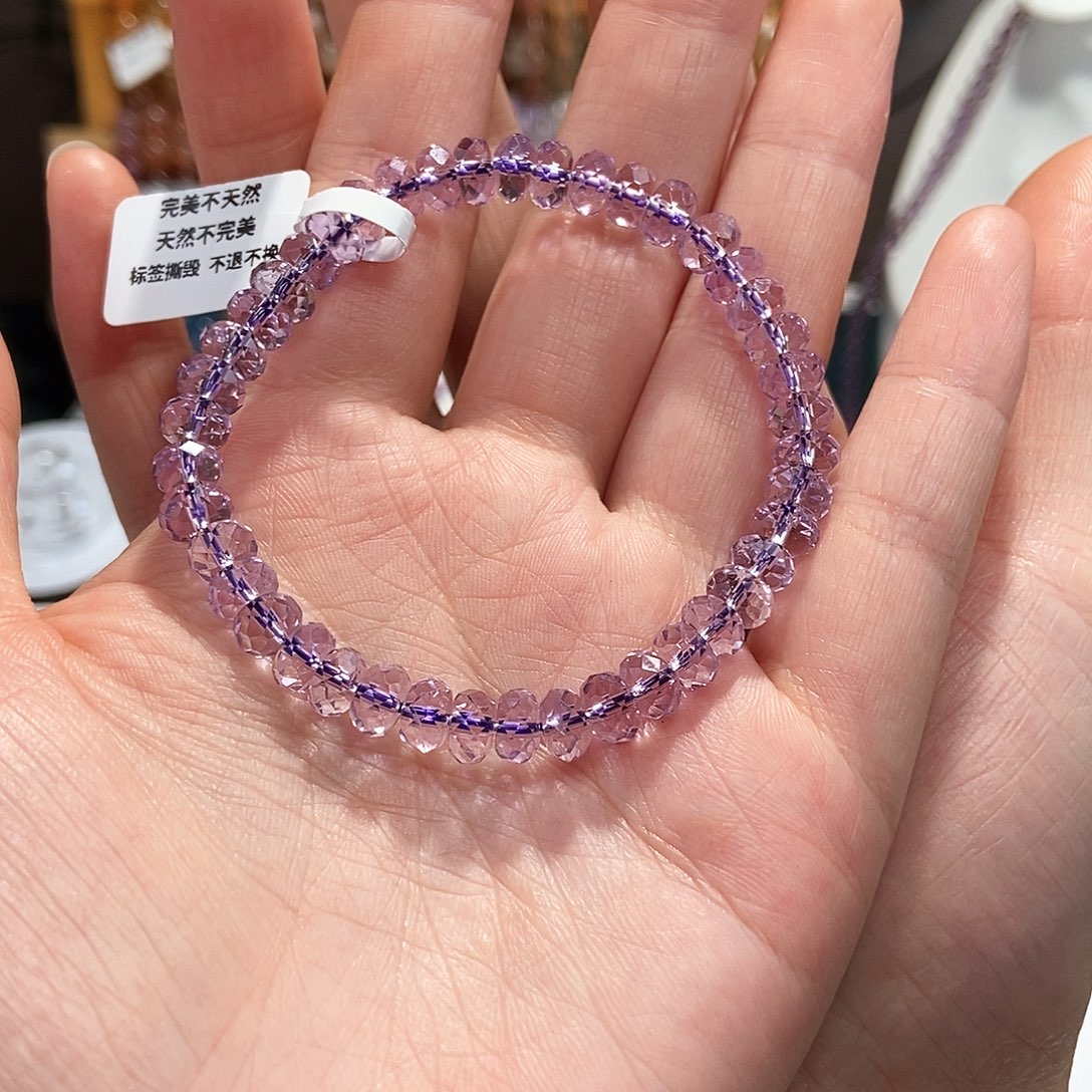 水晶手链未镶嵌月****人紫水晶刻面