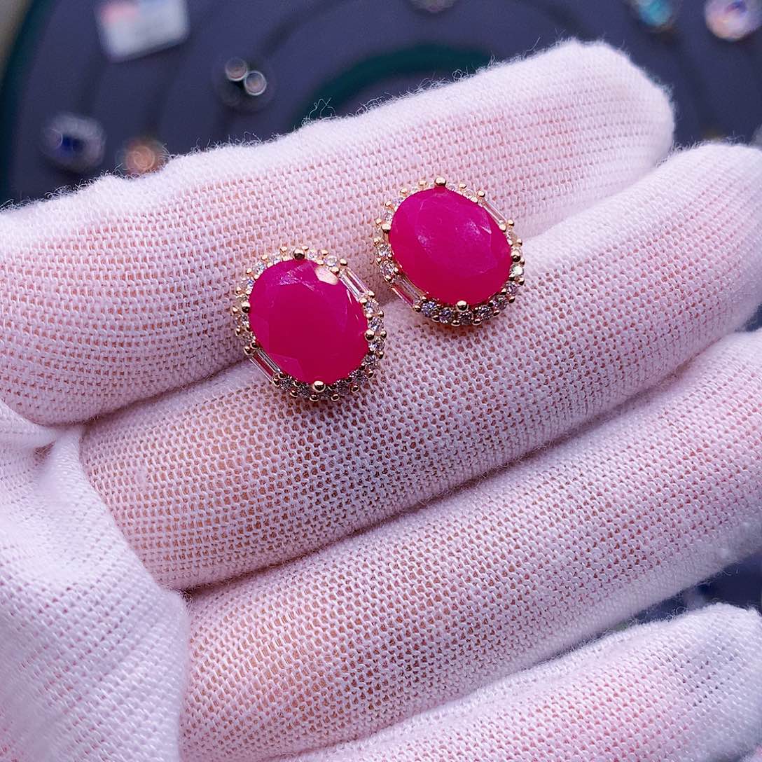 红宝石耳饰银S925镶嵌肇****）