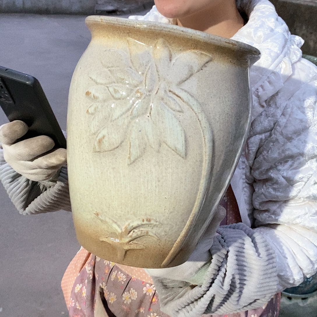 紫砂花盆瑕疵口20高25