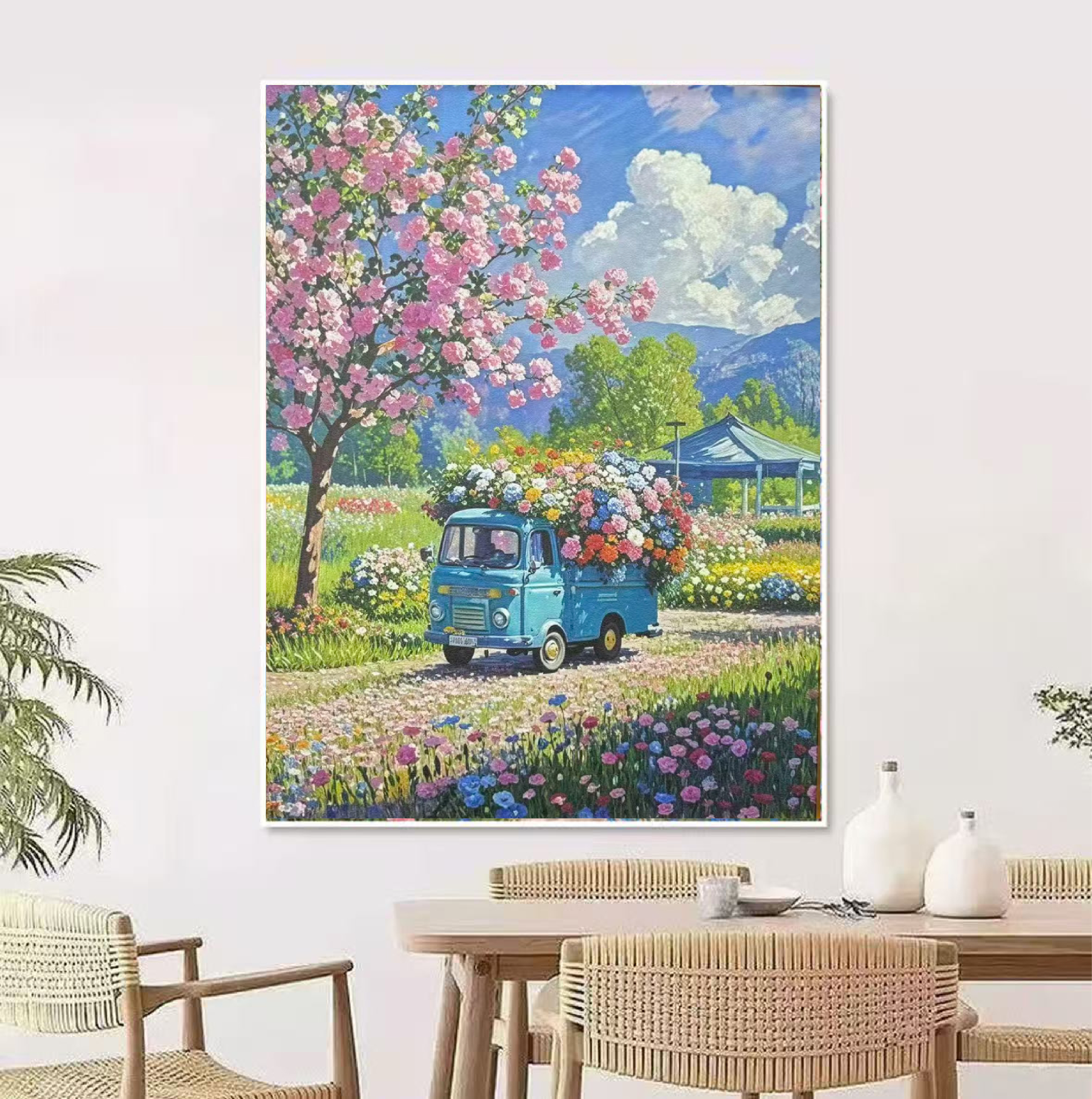 JLHJ06新款花漾列车十字绣小幅客厅玄关风景画50-70